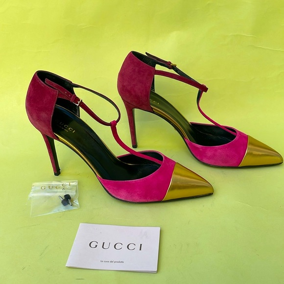 Vintage multicolored Gucci suede leather heels in original box - Picture 14 of 16